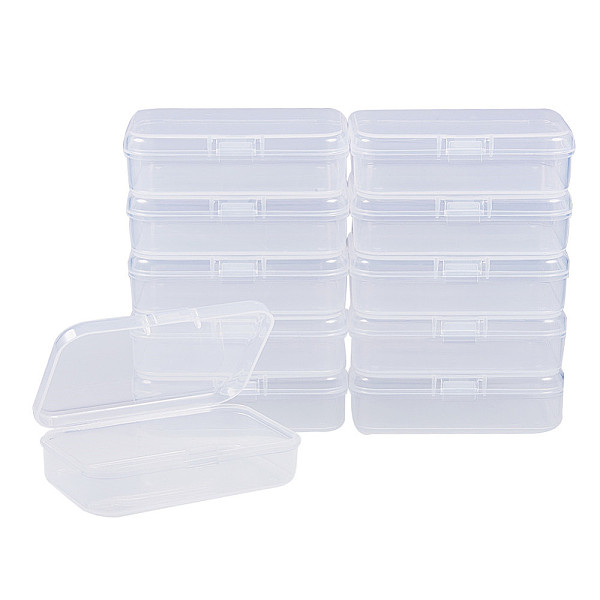 PandaHall BENECREAT 16 Pack Rectangle Clear Plastic Bead Storage Containers Box Case with Flip-Up Lids for Small Items, Pills, Herbs, Tiny...