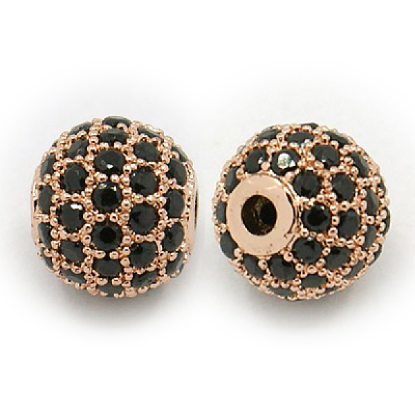 

PandaHall Brass Cubic Zirconia Beads, Round, Rose Gold, 8mm, Hole: 1.5mm Brass+Cubic Zirconia Round