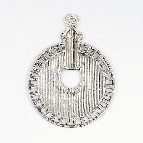 

PandaHall Alloy Pendants, Lead Free and Cadmium Free, Flat Round, Antique Silver, 40x30x2mm, Hole: 1.5mm Alloy Flat Round