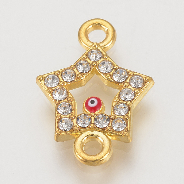 

PandaHall Alloy Rhinestone Links Connectors, Cadmium Free & Lead Free, Star with Evil Eye, Red, Golden, 19x13.5x2mm, Hole: 2mm...