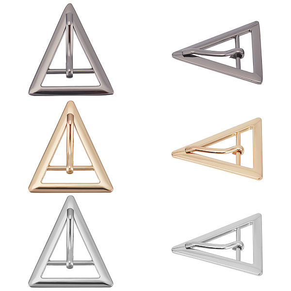 

PandaHall WADORN 6Pcs 3 Colors Zinc Alloy Center Bar Buckles, for Luggage Belt Craft DIY Accessories, Triangle, Mixed Color, 46.5x41x5.5mm...