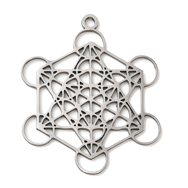 

PandaHall 201 Stainless Steel Pendants, Metatron Cube, Stainless Steel Color, 33x27x1mm, Hole: 1.8mm 201 Stainless Steel Others
