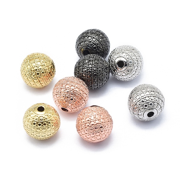 

PandaHall Rack Plating Brass Beads, Long-Lasting Plated, Round with Dot, Mixed Color, 9mm, Hole: 2mm Brass Round