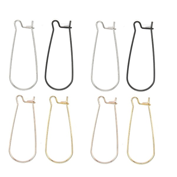 

PandaHall 304 Stainless Steel Hoop Earrings Findings Kidney Ear Wires, Mixed Color, 33x13x0.7mm, 21 Gauge 304 Stainless Steel