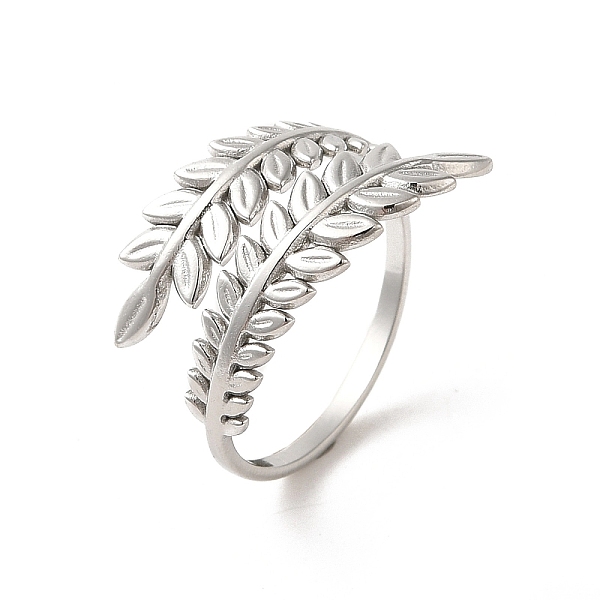

PandaHall 201 Stainless Steel Finger Rings, Stainless Steel Color, Inner Diameter: 18mm 201 Stainless Steel Leaf