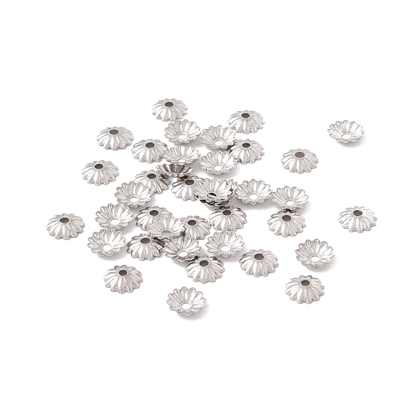 

PandaHall 304 Stainless Steel Bead Caps, Multi-Petal, Stainless Steel Color, 6x1mm, Hole: 1.2mm 304 Stainless Steel