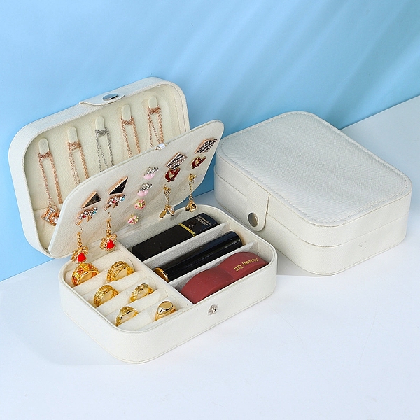 

PandaHall Double Layer PVC Jewelry Organizer Case, for Necklaces, Rings, Earrings and Pendants, Rectangle, White, 16x11.5x5cm Plastic...