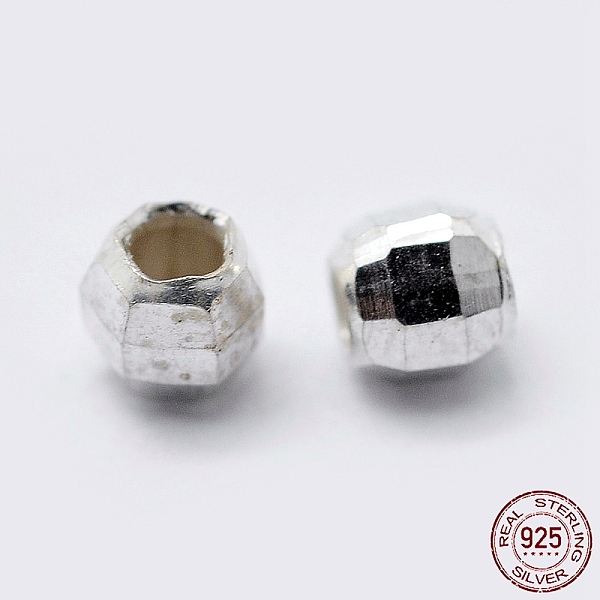 

PandaHall Sterling Silver Spacer Beads, Faceted, Round, Silver, 4mm, Hole: 1mm Sterling Silver Round