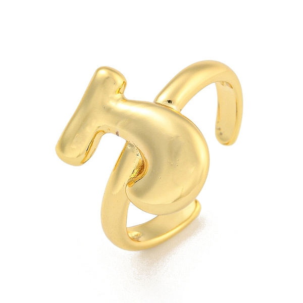 

PandaHall Brass Letter Open Cuff Rings for Women, Adjustable, Real 18K Gold Plated, Letter J, 15~16.5x7~16.5mm Brass Letter J