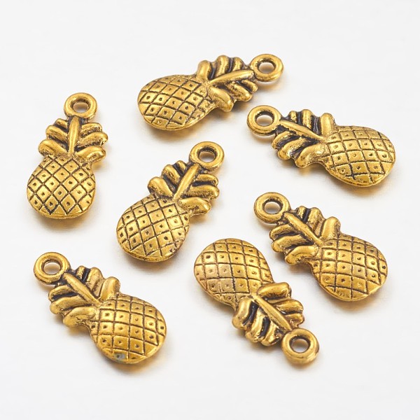 PandaHall Tibetan Style Alloy Pendants, Pineapple, Cadmium Free & Lead Free, Antique Golden Color, about 19.5mm long, 9mm wide, 3mm thick...