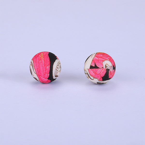

PandaHall Printed Round Silicone Focal Beads, Hot Pink, 15x15mm, Hole: 2mm Silicone Round