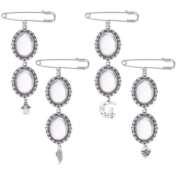 

PandaHall DIY Brooch Making, with Iron Brooch Findings, Tibetan Style Alloy Pendants, 304 Stainless Steel Jump Rings and Transparent Oval..., Clear