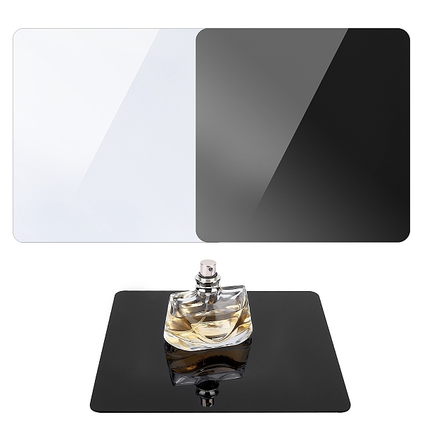 

PandaHall PH 4pcs Acrylic Display Board White Black Reflective Table Riser Background 8 Inch Square Table Top Display Board for Small..., Multicolor
