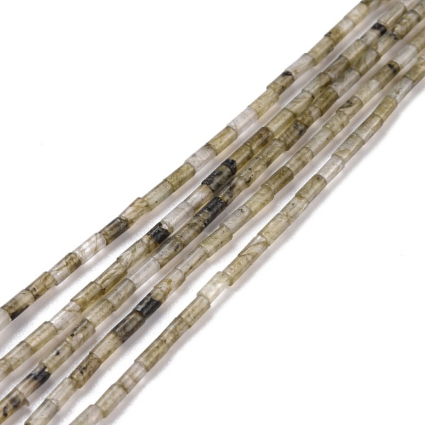 PandaHall Natural Labradorite Beads Strands, Undyed, Column, 3.8~4.3x2.4mm, Hole: 0.9mm, about 87pcs/strand, 14.88~15.12 inch(37.8~38.4cm)...