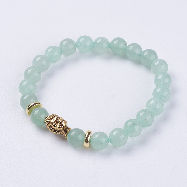 

PandaHall Natural Green Aventurine Beads Stretch Bracelets, with Alloy Finding, Buddha's Head, 2-1/8 inch(55mm) Green Aventurine