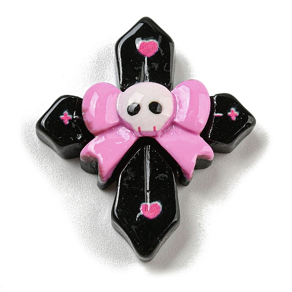 

PandaHall Halloween Theme Opaque Resin Decoden Cabochons, Cross with Skull, 30x26.5x8mm Resin Cross
