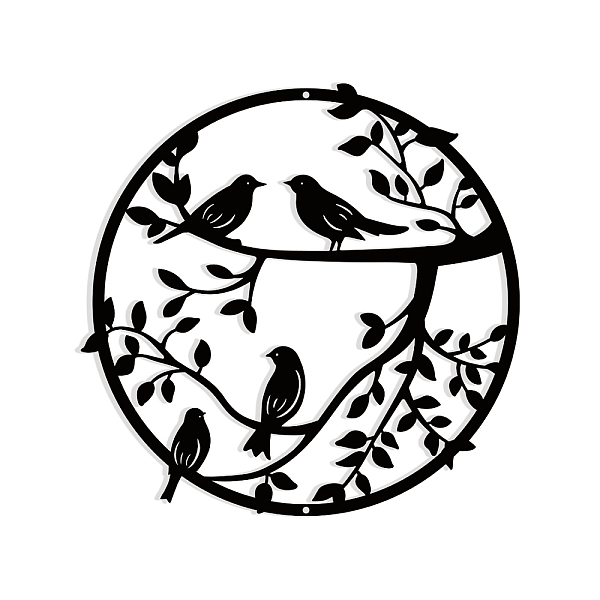 

PandaHall WADORN Metal Wall Decor, Tree with Birds on Branch Art Decoration Black Wrought Iron Oval Art Hanging Decor for Indoor Outdoor...
