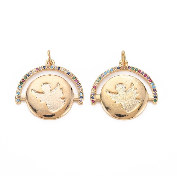 

PandaHall Brass Micro Pave Colorful Cubic Zirconia Enamel Settings, Nickel Free, Flat Round, Real 18K Gold Plated, 21.5x22x2mm, Hole: 1.2mm...