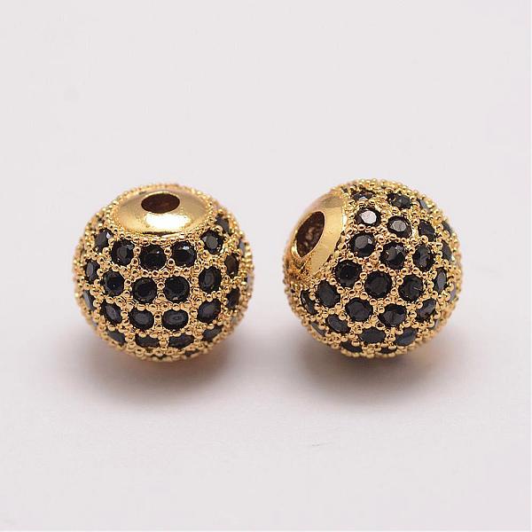 

PandaHall Brass Micro Pave Cubic Zirconia Beads, Round, Golden, 10x9.5mm, Hole: 2mm Brass+Cubic Zirconia Round