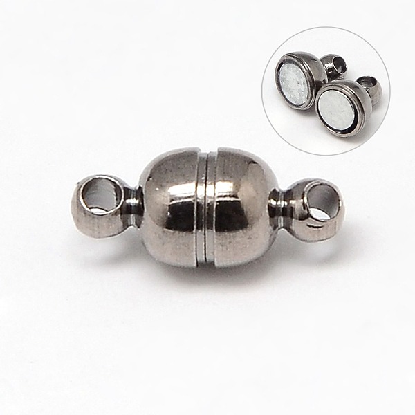 

PandaHall Round Brass Magnetic Clasps with Loops, N35 Grade Strong Magnet, Oval, Nickel Free, Gunmetal, 11x5mm, Hole: 1mm Brass Oval