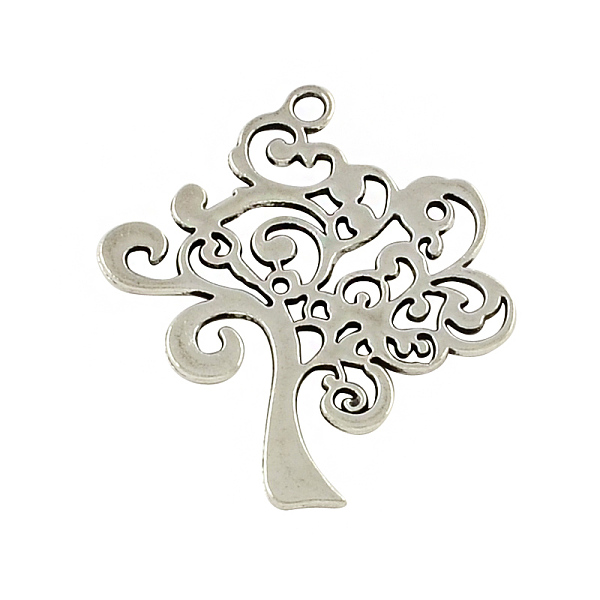 

PandaHall Tibetan Style Alloy Tree Pendants, Cadmium Free & Lead Free, Antique Silver, 41x37x1.5mm, Hole: 3mm, about 119pcs/500g Alloy Tree