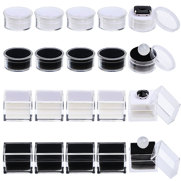 

PandaHall CHGCRAFT 20Pcs 4 Styles Transparent Plastic Loose Diamond Box, Gemstone Small Jewelry Storage Case with Sponge Inside, Square &..., Multicolor