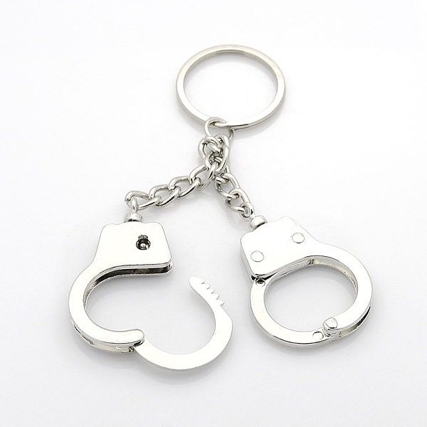 

PandaHall Iron Keychain, with Zinc Alloy Handcuffs, Platinum, 105x29mm Iron Tool