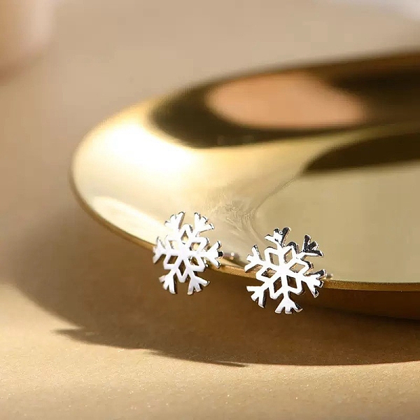 

PandaHall Alloy Earrings for Women, with 925 Sterling Silver Pin, Snowflake, 10mm Alloy Snowflake