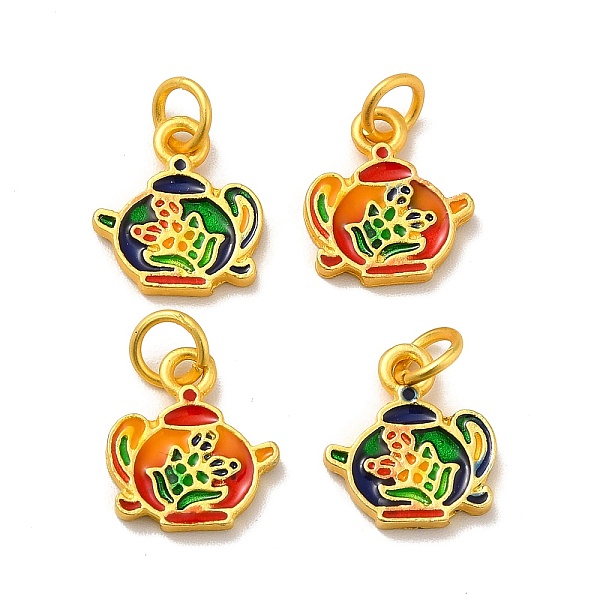 

PandaHall Rack Plating Alloy Enamel Pendants, Cadmium Free & Lead Free, with Jump Ring, Matte Gold Color, Teapot, Colorful, 12x11x2mm, Jump...