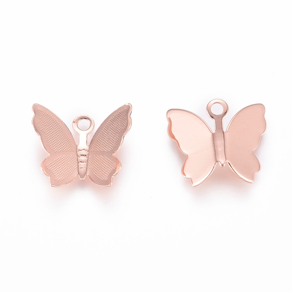 

PandaHall Brass Charms, Long-Lasting Plated, Butterfly, Rose Gold, 11x13x3.5mm, Hole: 1.6mm Brass Butterfly