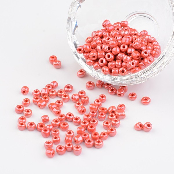 Perles Rocailles Rondes Lustrées En Verre De 6/0 Couleurs Opaques