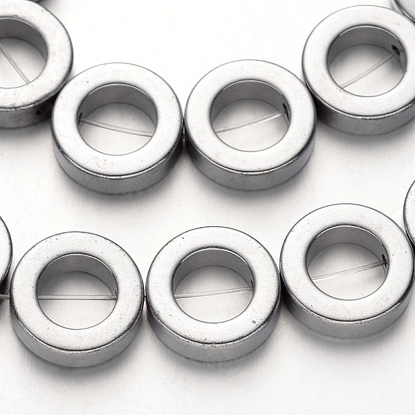 

PandaHall Electroplate Non-magnetic Synthetic Hematite Beads Strands, Ring, Silver Plated, 14x4mm, Hole: 1mm, about 29pcs/strand, 15.7 inch...