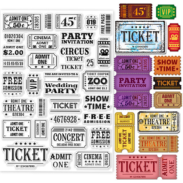 

PandaHall GLOBLELAND Tickets Clear Stamps for Cards Making Movie Ticket Clear Stamp Seals 5.83x8.27inch Transparent Stamps for DIY...