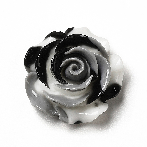 PandaHall Gradient Color Opaque Resin Cabochons, Flower, Black, 28x28x12mm Resin Flower Black