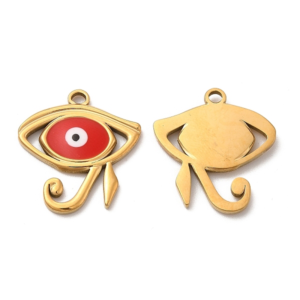 

PandaHall 201 Stainless Steel Pendants, with Enamel, Eye of Horus, Real 18K Gold Plated, 21.5x20x2mm, Hole: 2mm Stainless Steel+Enamel Eye..., Red