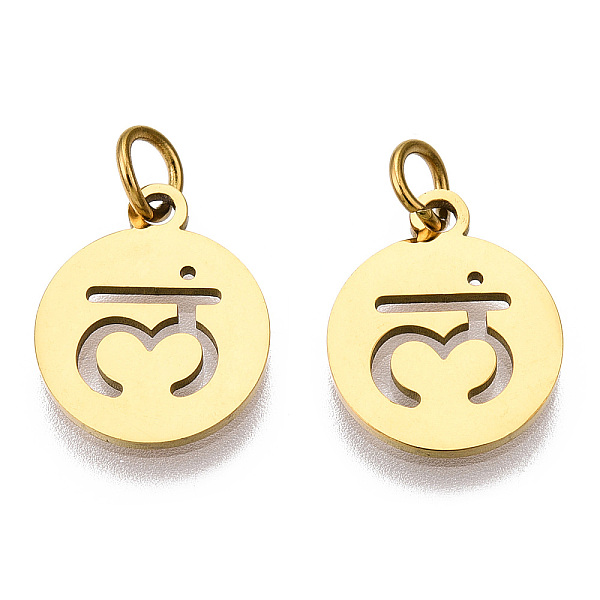 

PandaHall 304 Stainless Steel Charms, with Jump Ring, Flat Round with Ohm/Aum Charm, Golden, 14x12x1.1mm, Hole: 3mm 304 Stainless Steel Flat...
