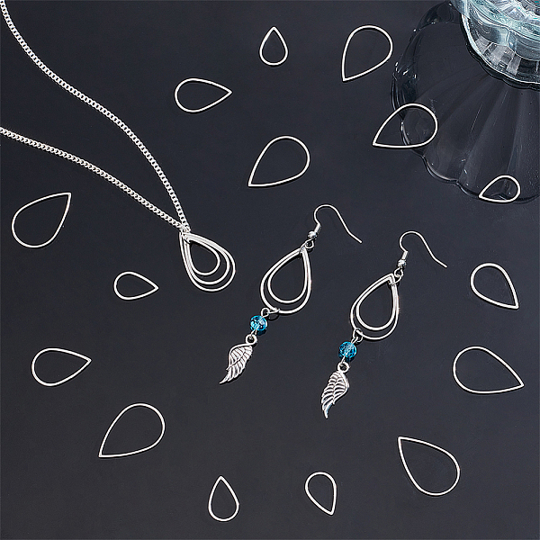 

PandaHall Unicraftale Stainless Steel Linking Rings, for Jewelry Making, Teardrop, Stainless Steel Color, 36pcs/box Stainless Steel Teardrop