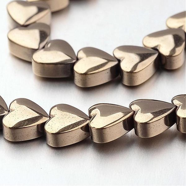 PandaHall Electroplate Non-magnetic Synthetic Hematite Bead Strands, Heart, Antique Bronze Plated, 6x6x3mm, Hole: 1mm, about 71pcs/strand...