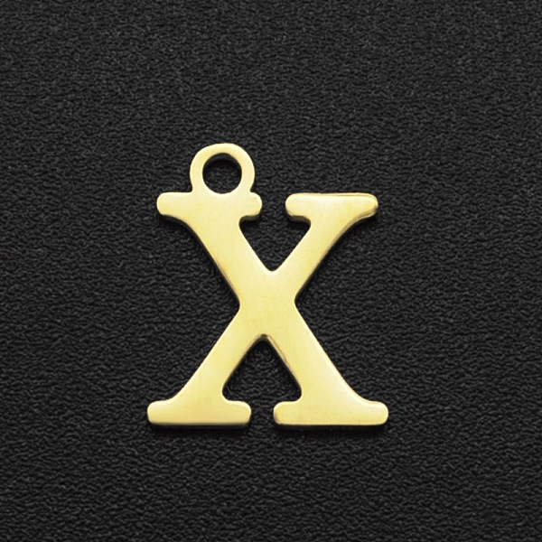 

PandaHall 201 Stainless Steel Charms, Laser Cut, Letter, Golden, Letter.X, 12x10x1mm, Hole: 1.5mm 201 Stainless Steel Letter X