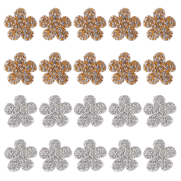 PandaHall Fingerinspire Glitter Hotfix Rhinestone, Hot Melt Adhesive on the Back, Costume Accessories, Flower, Mixed Color, 51x53x2.5mm...