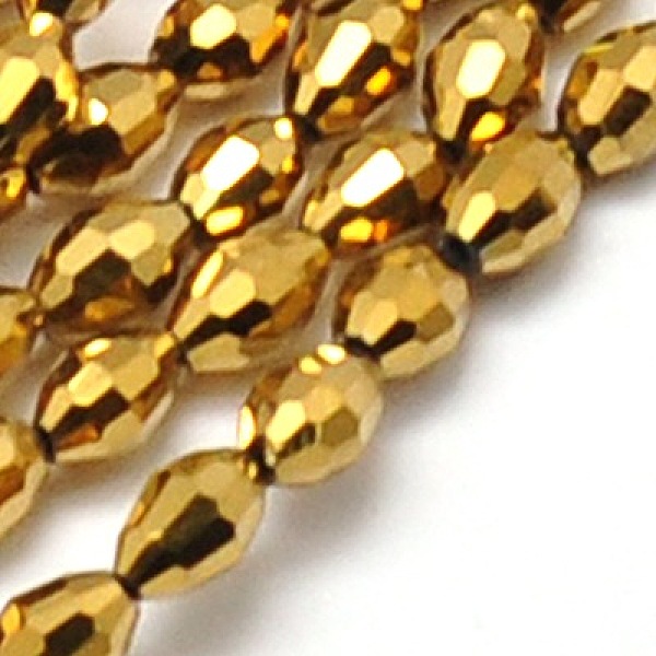 

PandaHall Electroplate Glass Beads Strands, Full Golden Plated, Faceted, Oval, Gold, 6x4mm, Hole: 1mm, about 65pcs/strand, 16 inch Glass...
