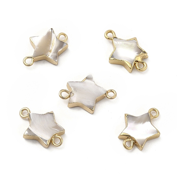 

PandaHall Natural Trochus Shell Connector Charms, Star Links with Brass Double Loops, Light Gold, 17~19x13x3~4mm, Hole: 1.8mm Trochus Shell...