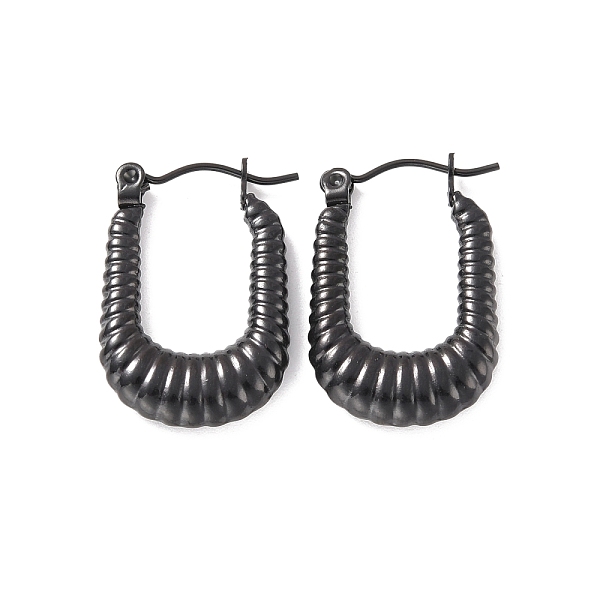 

PandaHall Ion Plating(IP) 304 Stainless Steel Rectangle Hoop Earrings, Croissant Earrings for Women, Electrophoresis Black, 24x15.5x4mm, Pin...