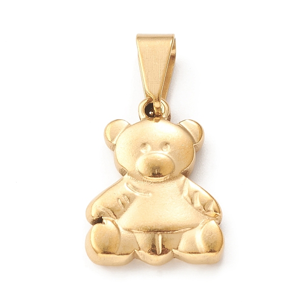 

PandaHall Ion Plating(IP) 304 Stainless Steel Pendants, Bear Charm, Golden, 18x14x3mm, Hole: 4x8mm 304 Stainless Steel Bear