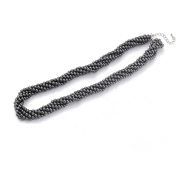 

PandaHall Non-Magnetic Synthetic Hematite Beaded Necklaces, Torsade Necklaces, with Lobster Clasp, Round, 18.3 inch(46.5cm) Hematite