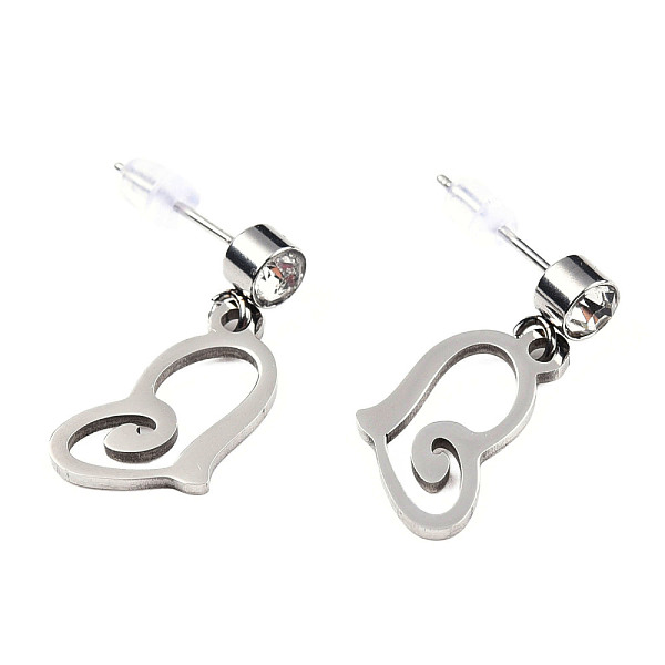 

PandaHall 201 Stainless Steel Dangle Stud Earrings, with Clear Cubic Zirconia, Heart, Stainless Steel Color, 20mm, Pin: 0.8mm Cubic Zirconia...