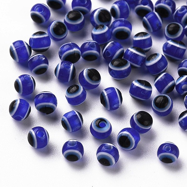 

PandaHall Evil Eye Resin Beads, Round, Royal Blue, 4mm, Hole: 1mm Resin Evil Eye