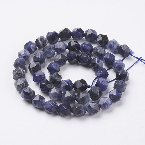 

PandaHall Natural Sodalite Beads Strands, Faceted, Round, 8x7mm, Hole: 1mm, about 49pcs/strand, 15.3 inch(39cm) Sodalite Round