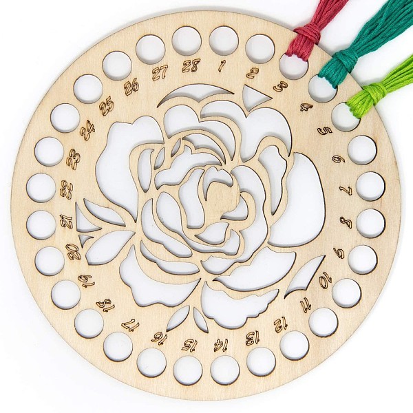 

PandaHall Undyed Wood Embroidery Floss Organizer, Flat Round with Flower Patern, for DIY Cross-Stitch Thread Holder Kit, Creamy White...