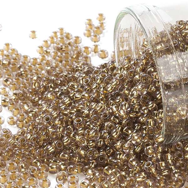 

PandaHall TOHO Round Seed Beads, Japanese Seed Beads, (754) Gold Lined Pink, 11/0, 2.2mm, Hole: 0.8mm, about 5555pcs/50g Glass Pink
